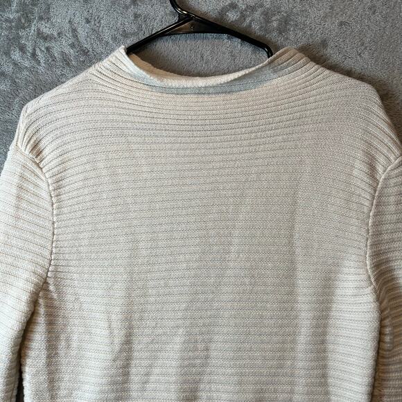 AG Adriano Goldschmied Ribbed Sweater Cotton Cashmere Blend Size Small Cream - Picture 2 of 6